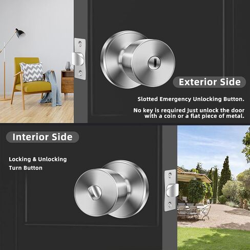 10 Pack Privacy Door Knobs Matte Black Interior Door Lock Keyless Round Lockset for Bedroom, Bathroom, Garage, Hardwares & Instruction Included in Saudi Arabia