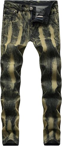 Men's Destroyed Ripped Stretch Jeans Distressed Multi Pockets Biker Denim Pants Slim Zipper Moto Jean Trousers in Kuwait