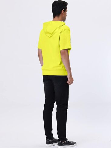 Lars Amadeus Men's Hoodies Solid Color Zip Up Short Sleeve Jackets with Hood in Kuwait