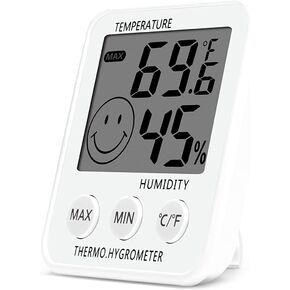 Digital Thermometer Indoor Hygrometer Humidity Meter Room Temperature Monitor Large LCD Display Max/Min Records for Home Car Office White by SoeKoa in Kuwait