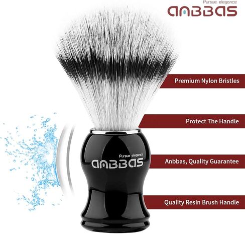 Anbbas Faux Badger Hair Shaving Brush and Bowl with Black ABS Space-Saving Style Soap Bowl and Brush Holders,100g Soap Bar 5IN1 Shaving Set for Men Close Shave Kit in Kuwait