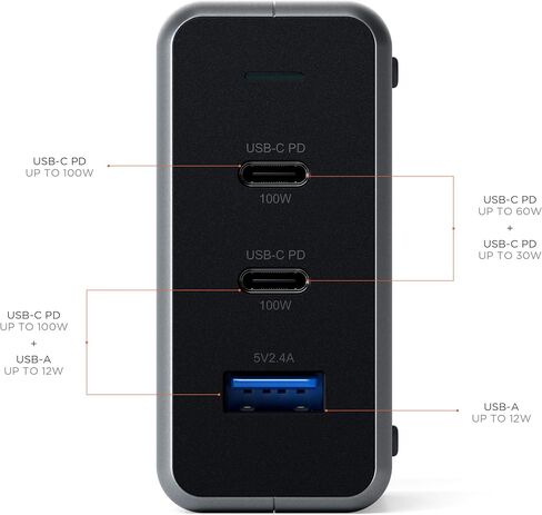 شاحن Satechi 100W USB-C PD مدمج GaN - تقنية GaN قوية - متوافق مع 2021 MacBook Pro M1، 2020 MacBook Air M1، 2021 iPad Pro، iPhone 13 Pro Max/13 Pro/13 Mini/13 in Saudi Arabia