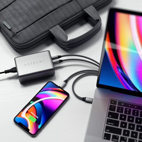 شاحن Satechi 100W USB-C PD مدمج GaN - تقنية GaN قوية - متوافق مع 2021 MacBook Pro M1، 2020 MacBook Air M1، 2021 iPad Pro، iPhone 13 Pro Max/13 Pro/13 Mini/13 in Saudi Arabia