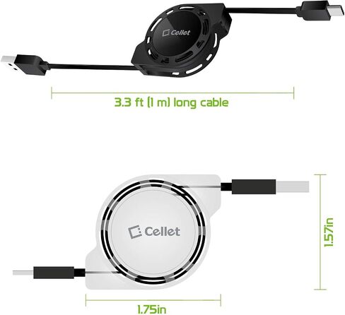 Retractable USB-C Cable, Type-C 3 Feet Charging Cable Compatible to Samsung Galaxy Z Flip, Z Fold, Note 20 S22 S21 S20 Google Pixel LG Moto iPad Mini, iPad Pro, iPad Air (USB-A to USB-C) (2Pack) in Saudi Arabia