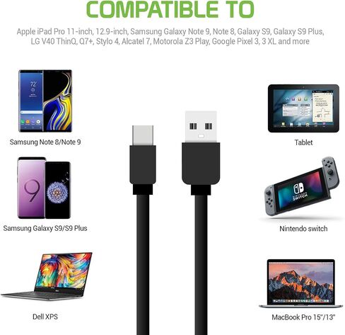 Retractable USB-C Cable, Type-C 3 Feet Charging Cable Compatible to Samsung Galaxy Z Flip, Z Fold, Note 20 S22 S21 S20 Google Pixel LG Moto iPad Mini, iPad Pro, iPad Air (USB-A to USB-C) (2Pack) in Saudi Arabia