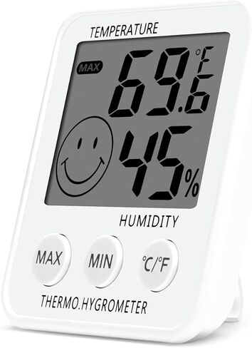 Digital Thermometer Indoor Hygrometer Humidity Meter Room Temperature Monitor Large LCD Display Max/Min Records for Home Car Office White by SoeKoa in Kuwait