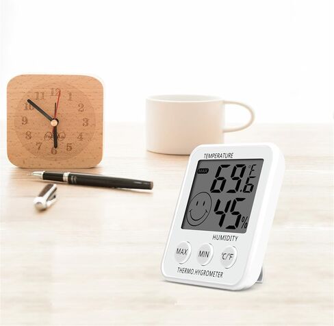 Digital Thermometer Indoor Hygrometer Humidity Meter Room Temperature Monitor Large LCD Display Max/Min Records for Home Car Office White by SoeKoa in Kuwait