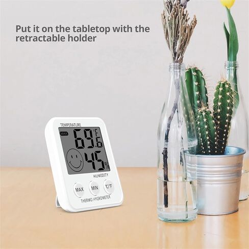 Digital Thermometer Indoor Hygrometer Humidity Meter Room Temperature Monitor Large LCD Display Max/Min Records for Home Car Office White by SoeKoa in Kuwait