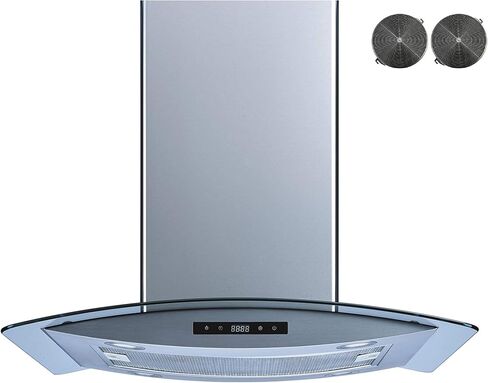Winflo 30 In. Convertible Stainless Steel Glass Island Range Hood with Mesh Filter, 2 pcs Charcoal Filters and Touch Sensor Control in Saudi Arabia