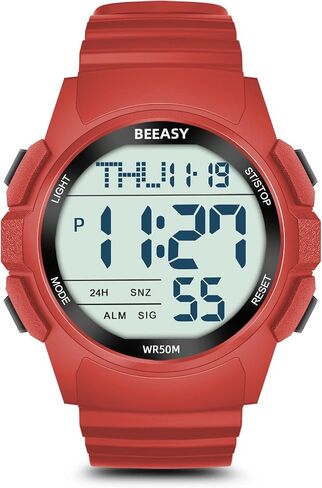 BEEASY Men Digital Sports Watch,Waterproof Watch with Stopwatch Countdown Timer Alarm Function Dual Time Rubber Strap Wrist Watch for Men/Student in Saudi Arabia