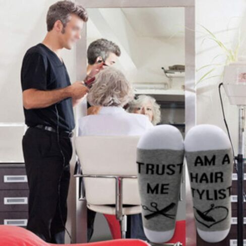 MBMSO Funny Hair Stylist Socks 2 Pairs Trust Me I Am a Hairstylist Socks Hairdresser Gifts in Saudi Arabia