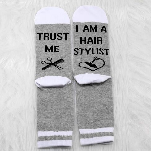 MBMSO Funny Hair Stylist Socks 2 Pairs Trust Me I Am a Hairstylist Socks Hairdresser Gifts in Saudi Arabia