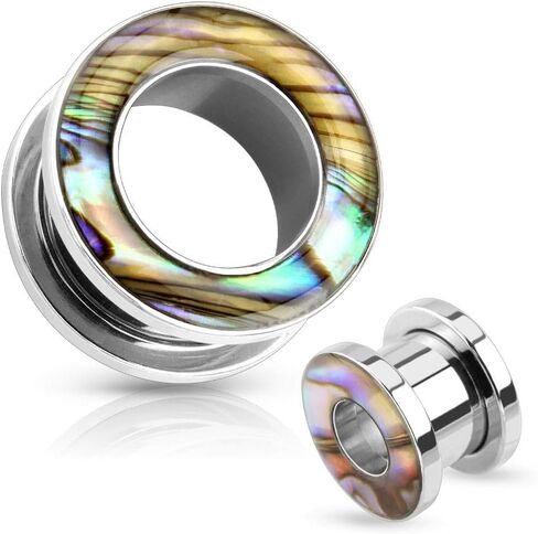 Zaya Body Jewely زوج من الفولاذ أذن البحر شل برغي مناسب للأنفاق الفولاذية الجراحية سدادات الأذن مقاييس 4 جرام 2 جرام 0 جرام 00 جرام 1/2 9/16 5/8 بوصة in Kuwait