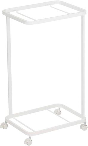 Yamazaki Home Laundry Basket Wagon-Large Storage Hamper Organizer | Steel + Wood | Short | Rolling Carts, White in Saudi Arabia