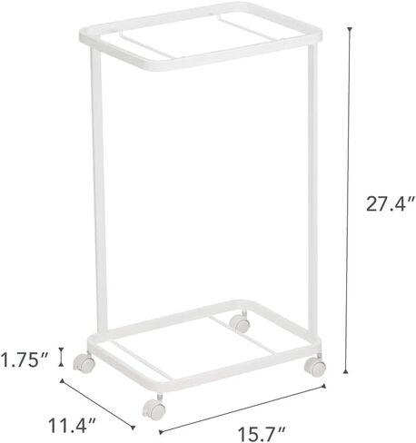 Yamazaki Home Laundry Basket Wagon-Large Storage Hamper Organizer | Steel + Wood | Short | Rolling Carts, White in Saudi Arabia