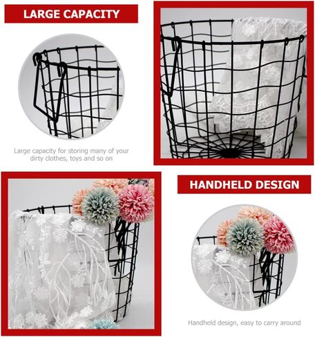Cabilock Vintage Metal Laundry Basket Iron Storage Bin Country Basket Hamper Clothes Toy Organizer Rustic Farmhouse Decor in Saudi Arabia