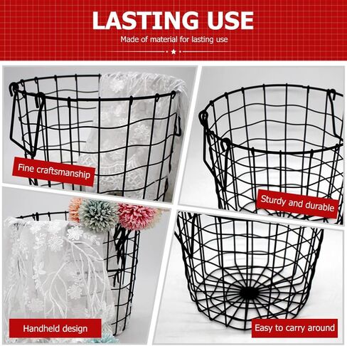 Cabilock Vintage Metal Laundry Basket Iron Storage Bin Country Basket Hamper Clothes Toy Organizer Rustic Farmhouse Decor in Saudi Arabia