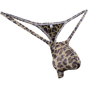 WOSESE Mens G-String Bulge Pouch C-Thru Sheer Thongs Leopard WSS38 in Saudi Arabia