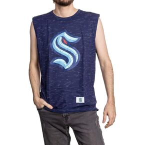 Calhoun NHL Men's Team Logo Crew Neck Space Dyed Cotton Sleeveless T-Shirt