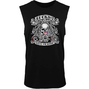 Lucky 7 Live to Ride - Motorcycle Biker Men's Sleeveless Shirt in Kuwait