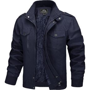 MAGCOMSEN Men's Winter Jacket Cotton Cargo Work Jacket Fleece Lined Military Thicken Warm Coat Outwear with 5 Pockets
