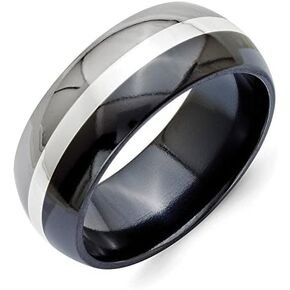 Sonia Jewels Titanium Black Titanium with 925 Sterling Silver-Inlay 9mm Men's Wedding Band Ring in Kuwait