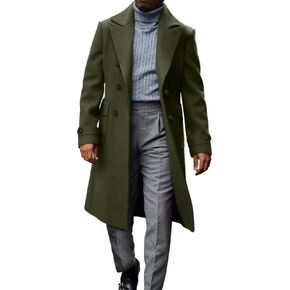 MNCEGEER Men's Trench Coat Notch Lapel Double Breasted Casual Cotton Blend Peacoat in Saudi Arabia