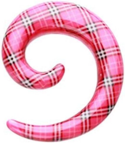 Covet Jewelry Classic Plaid Checker Acrylic Ear Gauge Spiral Taper in Saudi Arabia