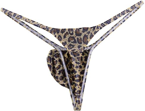 WOSESE Mens G-String Bulge Pouch C-Thru Sheer Thongs Leopard WSS38 in Saudi Arabia