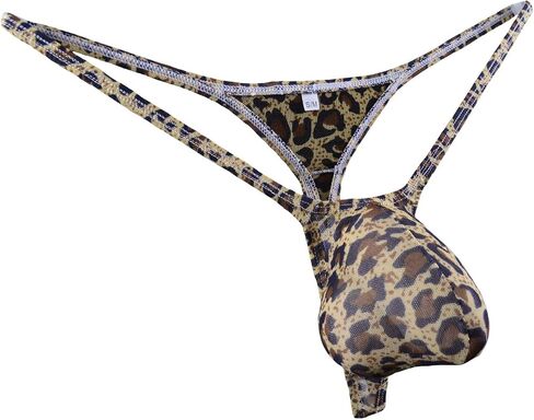 WOSESE Mens G-String Bulge Pouch C-Thru Sheer Thongs Leopard WSS38 in Saudi Arabia