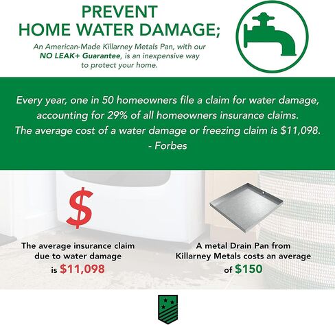 Drip Pan - 36" x 36" x 2.5" - Galvanized Steel, Large Washing Machine Spill Tray | Water Damage Prevention | No Leak | Made In The USA | Welded Water Tight in Saudi Arabia
