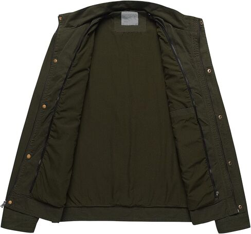 Pursky Men's Military Jacket Casual Washed Cotton Hooded Canvas Coat Fall Coat in Kuwait