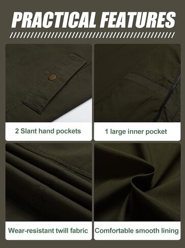 Pursky Men's Military Jacket Casual Washed Cotton Hooded Canvas Coat Fall Coat in Kuwait