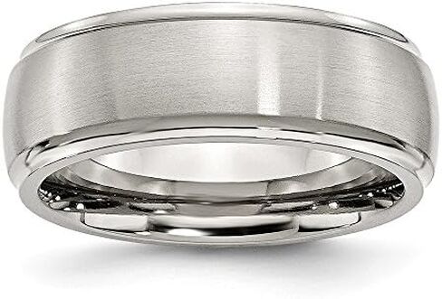 Solid Stainless Steel Bevel Step Edge 8mm Men's Matte Brushed Finish and Plain Classic Wedding Band Ring in Saudi Arabia