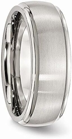 Solid Stainless Steel Bevel Step Edge 8mm Men's Matte Brushed Finish and Plain Classic Wedding Band Ring in Saudi Arabia