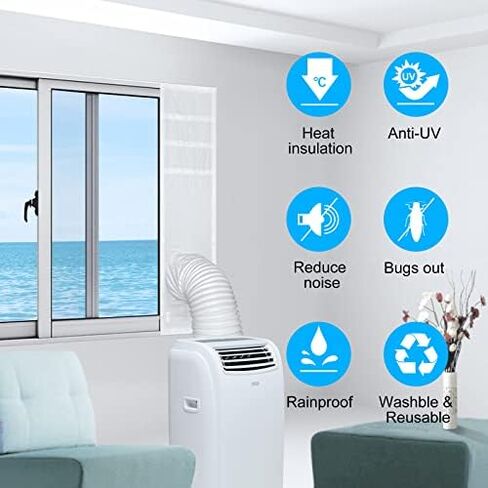 سدادة نافذة مكيف الهواء المحمولة من Perfi Filters للنافذة المنزلقة - طول قابل للتعديل 40 بوصة - 64 بوصة - سهل الاستخدام - لا يتطلب الحفر - مقاوم للأشعة فوق البنفسجية ومقاوم للمطر ويقلل الضوضاء in Kuwait