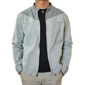 SpearPoint Men's Washed Gray Denim Casual Jean Jacket - 100% Cotton in Kuwait