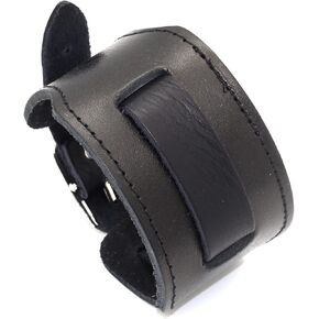 Fusamk Punk Rock Belt Buckle Bracelet Adjustable Wide Leather Cuff Bracelet in Kuwait