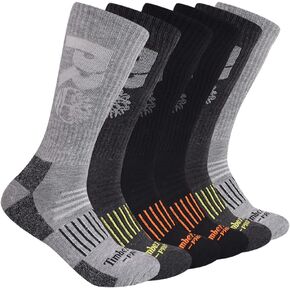 Timberland PRO Men's 6-Pack Half Cushioned Crew Socks, Multi, Large in Saudi Arabia