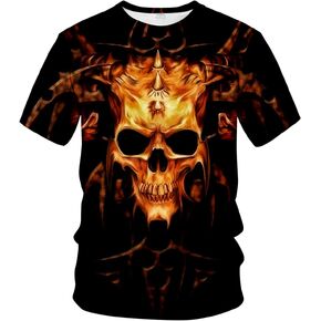 تي شيرت Rasbctk للجنسين بنمط جمجمة مطبوع ثلاثي الأبعاد تي شيرت كاجوال بأكمام قصيرة للرجال والنساء in Kuwait