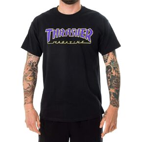 Thrasher Outlined Logo T-Shirt, Black, Small in Saudi Arabia