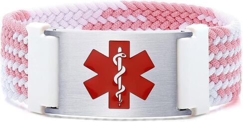 MAXZOOL Custom Medical Alert Bracelets for Women Men | Personalized Sport Medical Bracelets with Free Engraving | Braided Nylon Elastic Wristband Emergency Medical Alert ID Bracelet (Optional Size) in Saudi Arabia