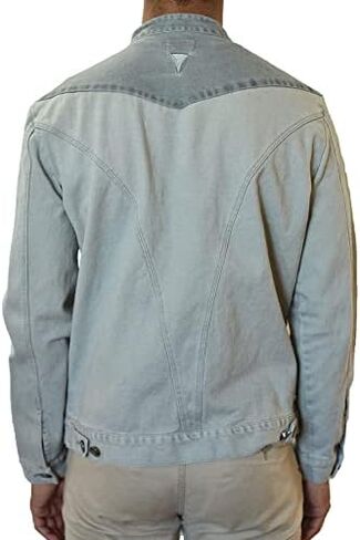 SpearPoint Men's Washed Gray Denim Casual Jean Jacket - 100% Cotton in Kuwait
