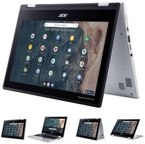 Acer 2022 Spin 311، 11.6 بوصة 2 في 1 HD (1366x768) كمبيوتر محمول Chromebook قابل للتحويل باللمس، Intel Celeron N4000 حتى 1.1 جيجا هرتز، 4 جيجا LPDDR4، 64 جيجا eMMC، كاميرا ويب، بلوتوث، واي فاي، فضي، نظام التشغيل Chrome، قلم EAT in Saudi Arabia