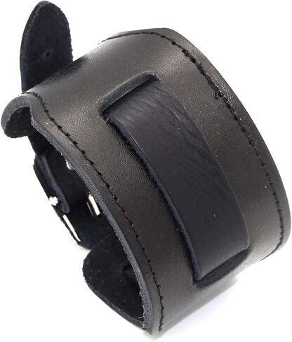 Fusamk Punk Rock Belt Buckle Bracelet Adjustable Wide Leather Cuff Bracelet in Saudi Arabia