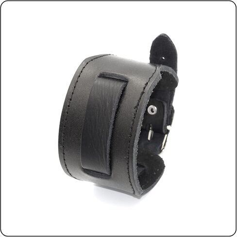 Fusamk Punk Rock Belt Buckle Bracelet Adjustable Wide Leather Cuff Bracelet in Saudi Arabia