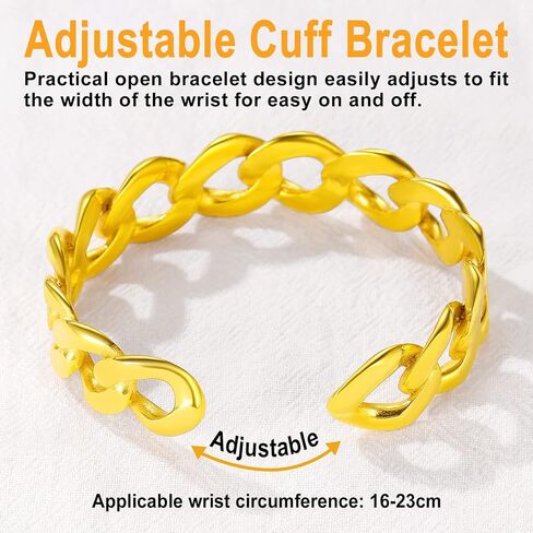 U7 Personalized Cuff Bracelets Women Mens Stainless Steel 18K Gold Plated Cuban/Braided/Simple Cuff Bracelets Open Bangles, Customizable in Saudi Arabia