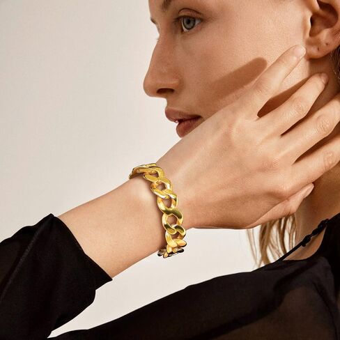 U7 Personalized Cuff Bracelets Women Mens Stainless Steel 18K Gold Plated Cuban/Braided/Simple Cuff Bracelets Open Bangles, Customizable in Saudi Arabia