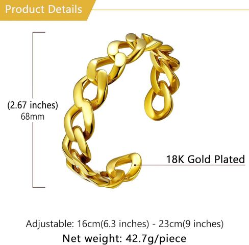 U7 Personalized Cuff Bracelets Women Mens Stainless Steel 18K Gold Plated Cuban/Braided/Simple Cuff Bracelets Open Bangles, Customizable in Saudi Arabia