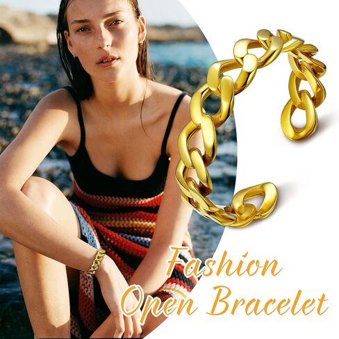 U7 Personalized Cuff Bracelets Women Mens Stainless Steel 18K Gold Plated Cuban/Braided/Simple Cuff Bracelets Open Bangles, Customizable in Saudi Arabia